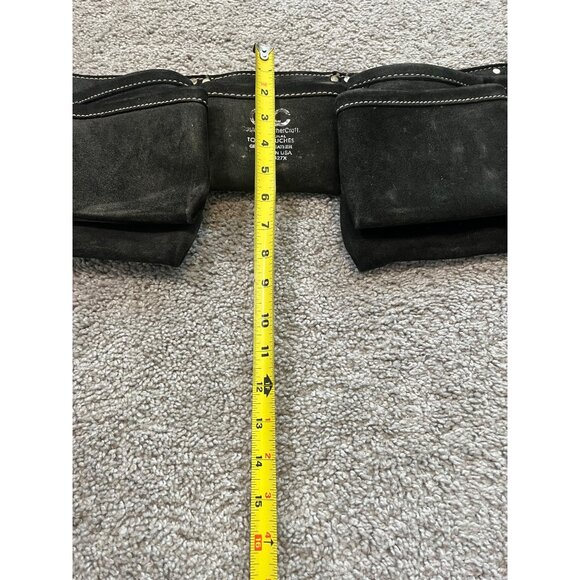 Vtg CLC Custom LeatherCraft Black Tool Belt Pouches Hammer Holder No 38427X USA - Picture 7 of 10